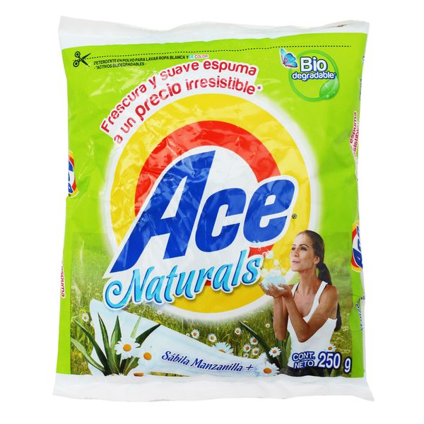 Detergente para ropa en polvo ACE naturals 250 gr - lagranbodega