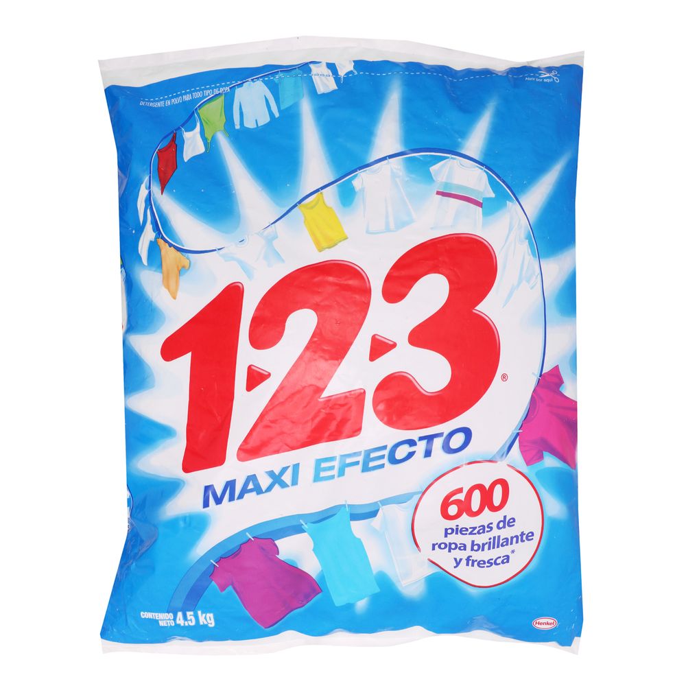 Detergente para ropa 123 fresca blancura 4.5 kg - lagranbodega