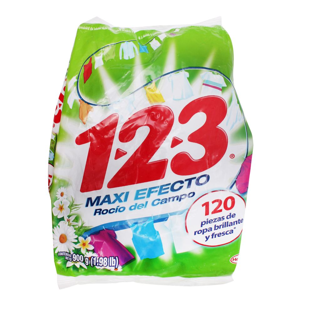 Detergente para ropa 123 rocio del campo 900 gr - lagranbodega jabon en polvo 123