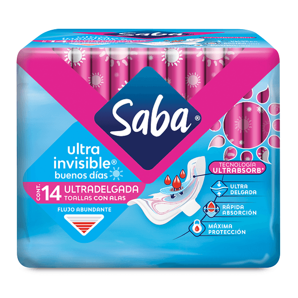 Saba toalla femenina ultra invisible delgada con alas 14 piezas