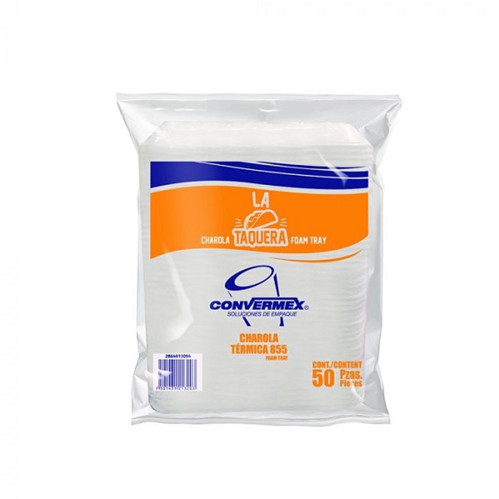 charola convermex 855 térmica lisa blanca 50 piezas - lagranbodega