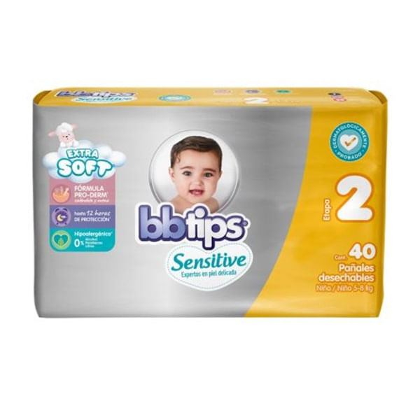 Pañales BBTips Sensitive Talla 7 40 Piezas